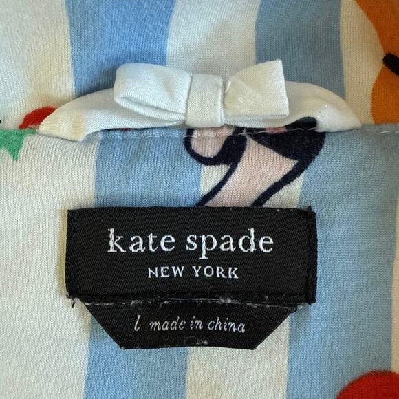 Kate Spade Blue White Stripe Beach Trip Pajama Set Short Sleeve Pant Size Large - Picture 3 of 6
